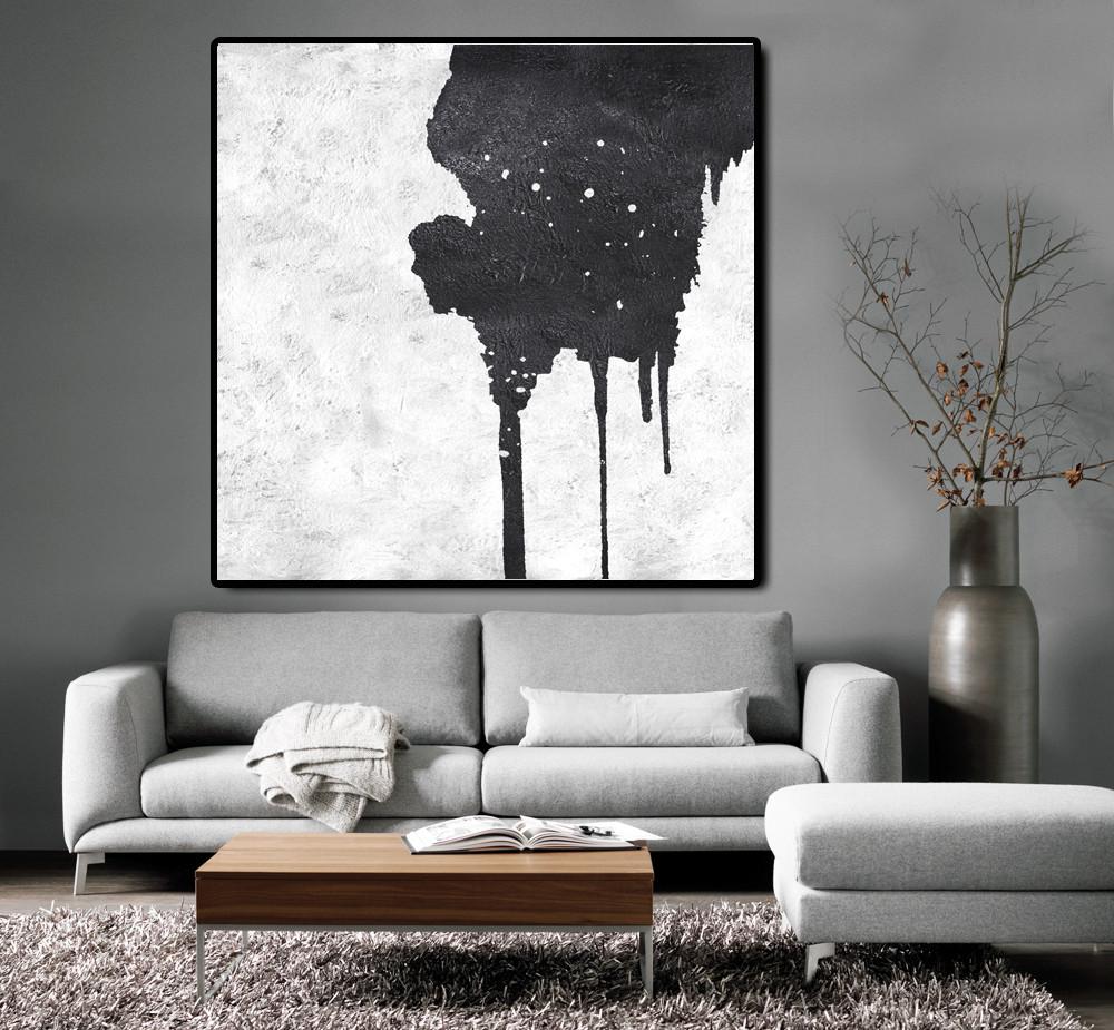 Minimal Black and White Painting #MN11A - Click Image to Close